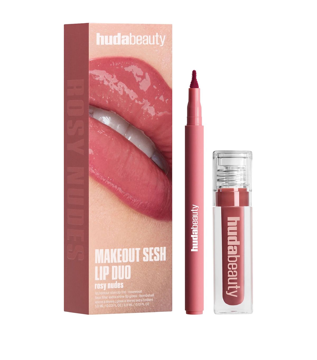 Huda Beauty Makeout Sesh Lip Duo – Rosy Nudes
