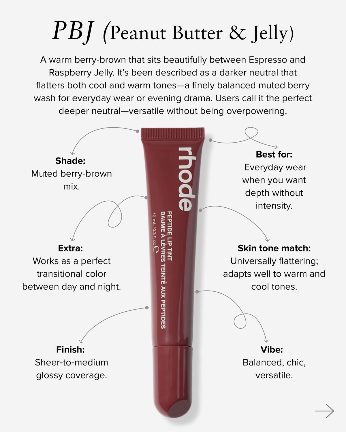 Rhode Lip Tint – PBJ (10ml) | Berry Brown Glossy Hydrating Lip Tint