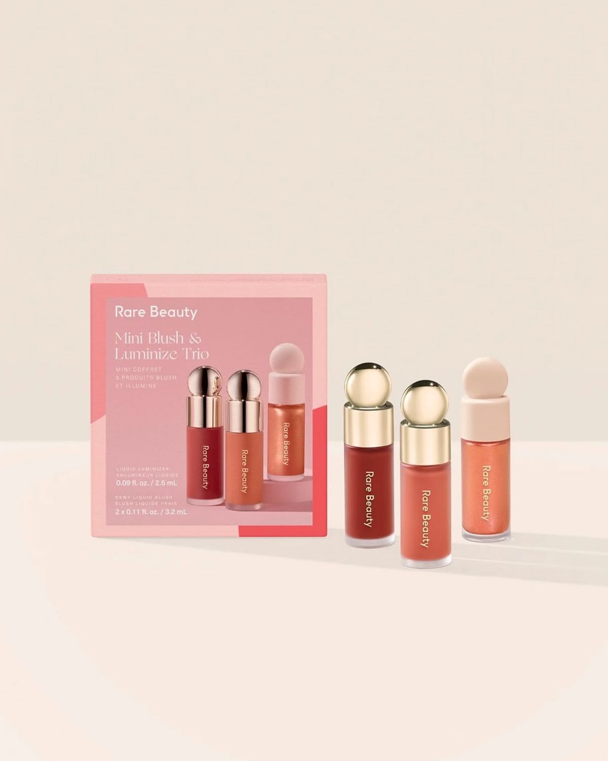 Rare Beauty Mini Blush & Luminize Trio – Limited Edition Set Includes 3 Minis | Total Net Wt. 3.2 mL