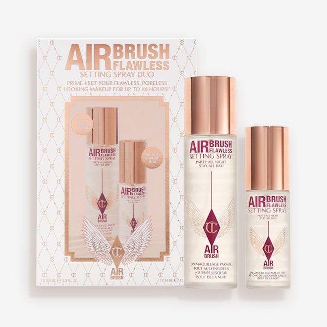 Charlotte Tilbury Airbrush Flawless Setting Spray Duo Set (3.3 Oz & 1.1 Oz) – Hydrating Long Lasting Makeup Setting Spray