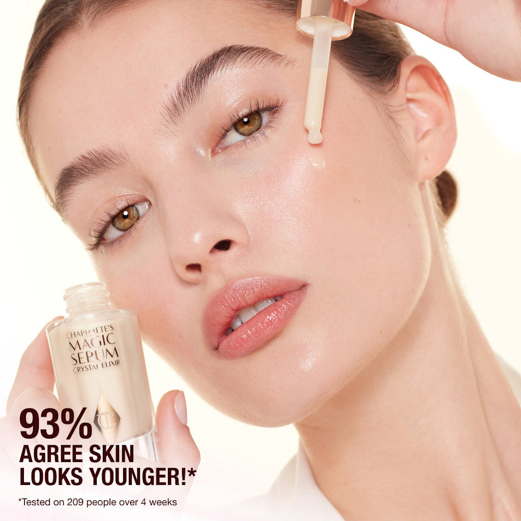 Charlotte Tilbury Magic Serum Crystal Elixir application on model