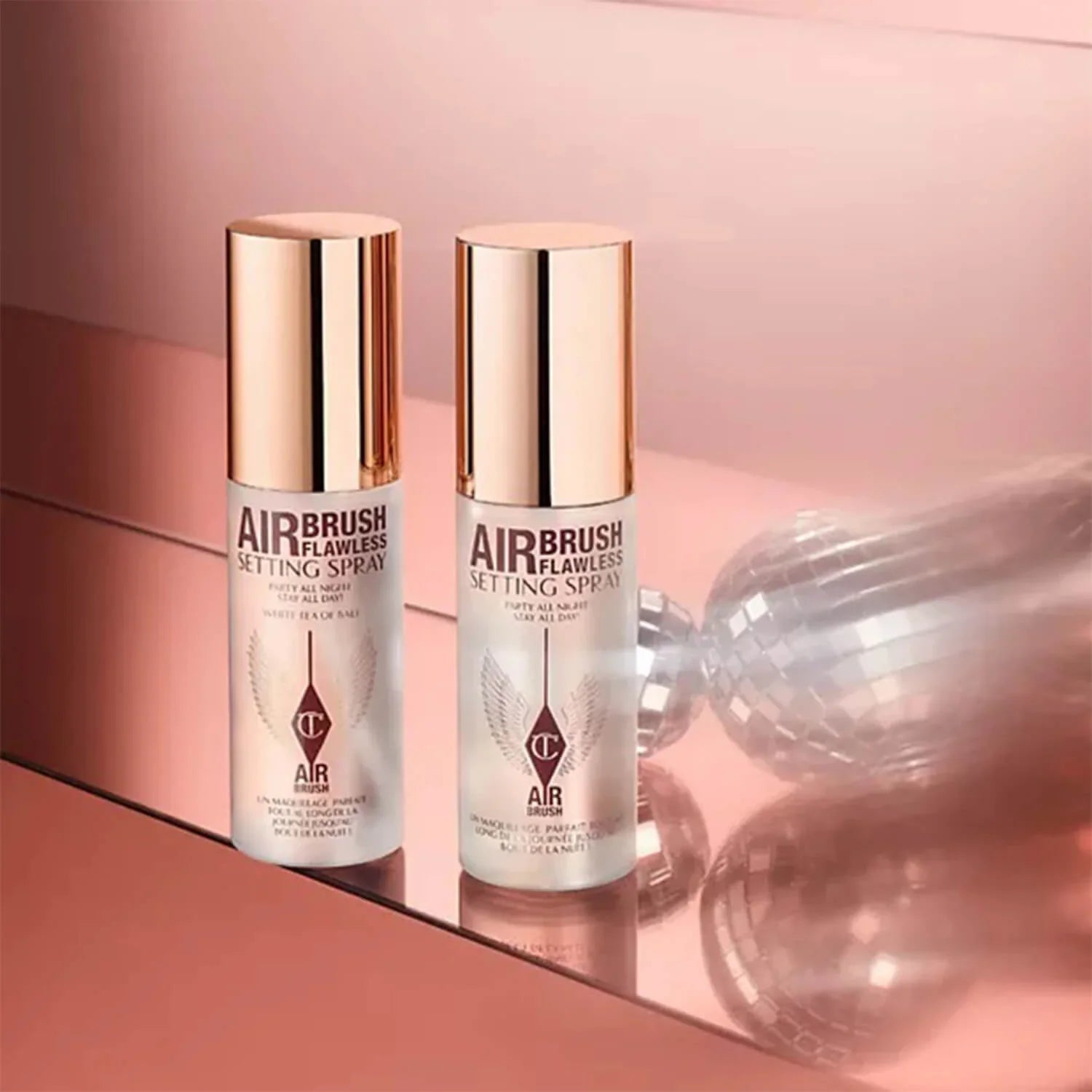 Charlotte Tilbury Airbrush Flawless Setting Spray Duo Set (3.3 Oz & 1.1 Oz) – Hydrating Long Lasting Makeup Setting Spray