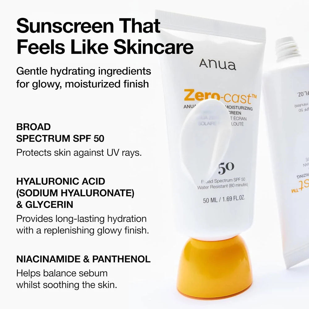 Anua Zero-Cast Moisturizing Finish Sunscreen SPF – 50ml