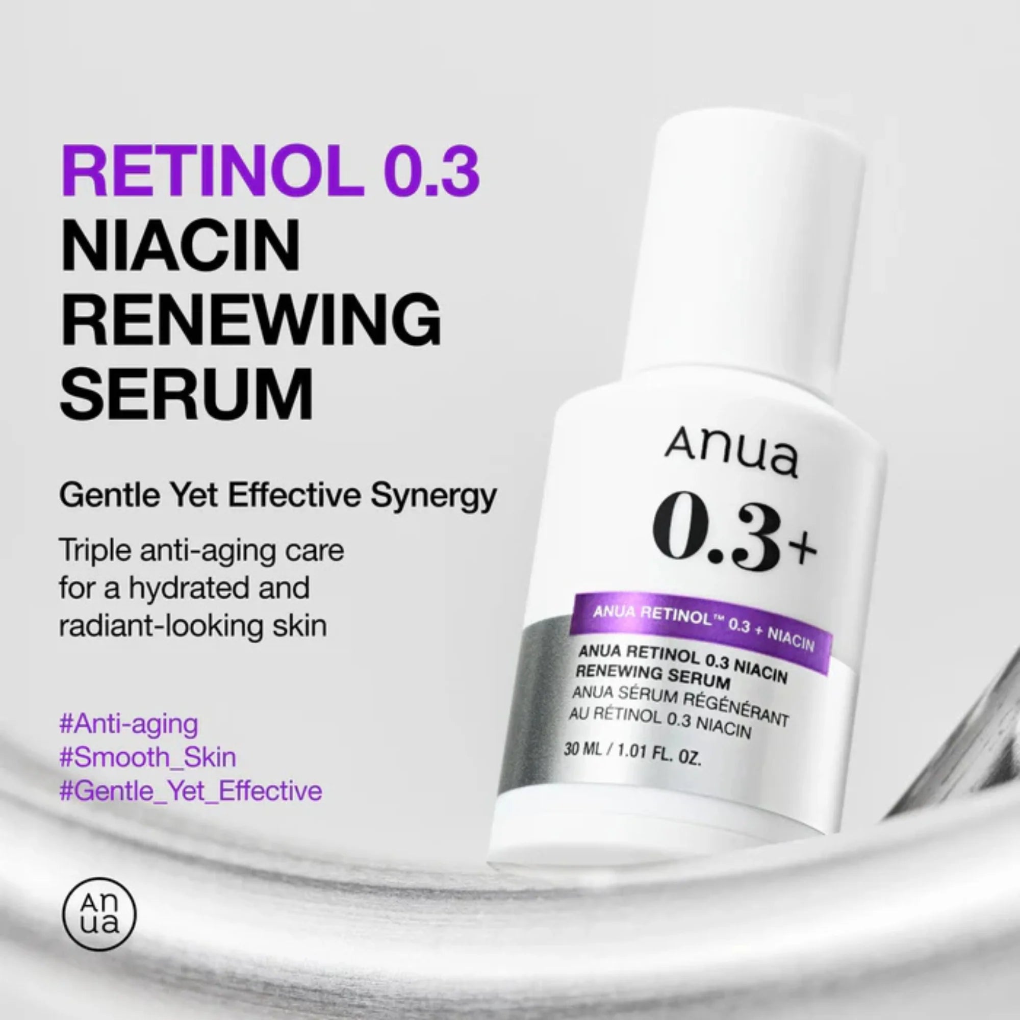 Anua Nano Retinol 0.3% + Niacin Renewing Serum – 30ml