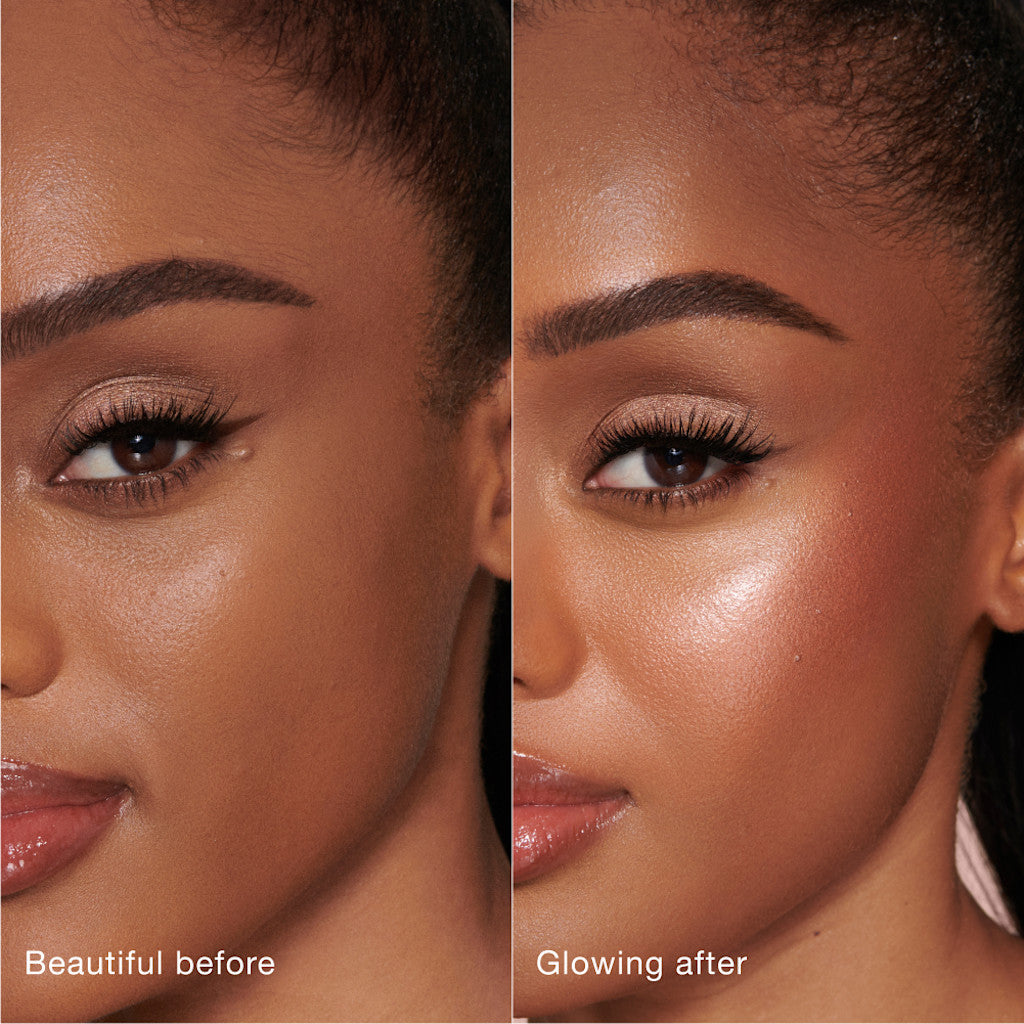 Charlotte Tilbury Glowgasm Beauty Light Wand Pinkgasm before and after