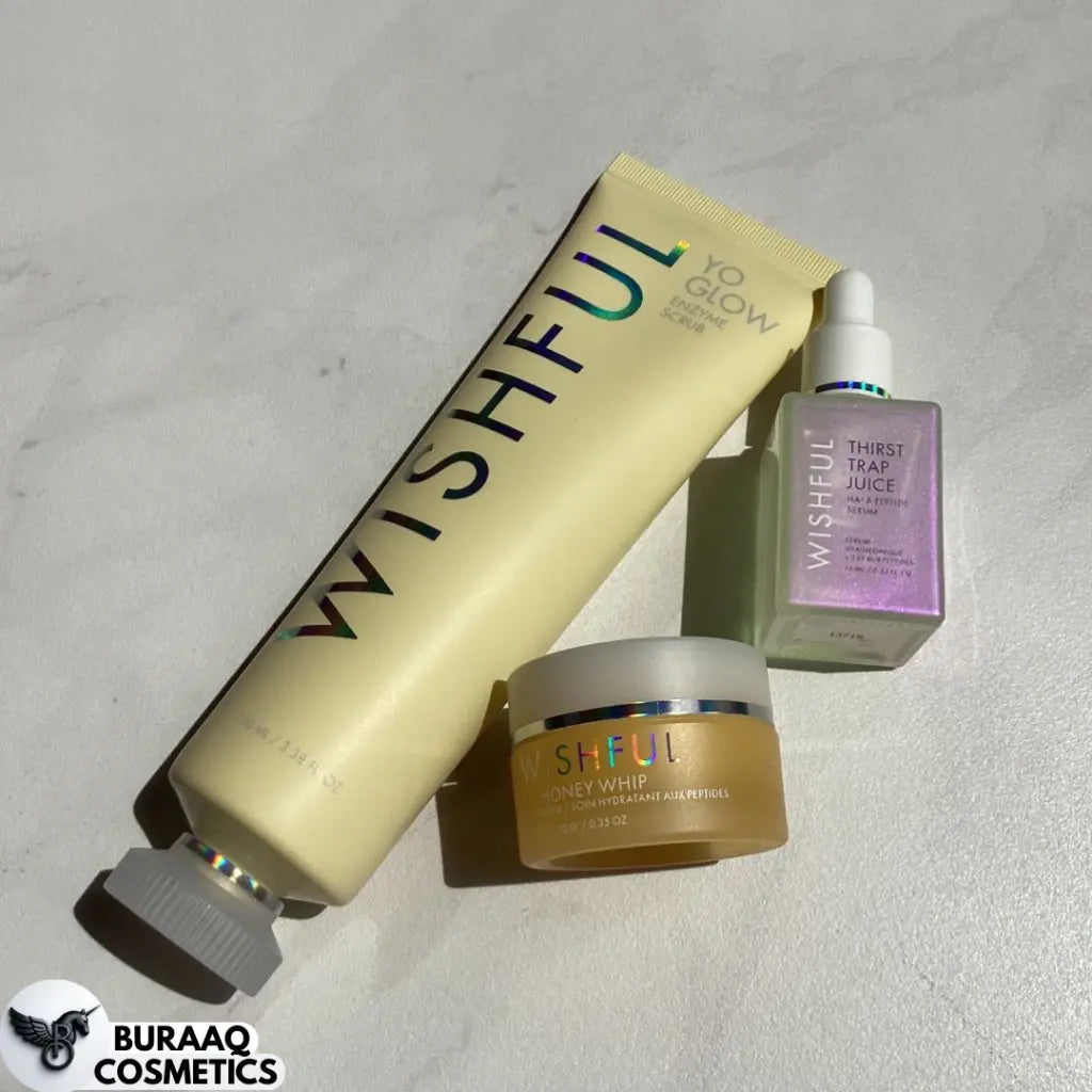 Yo Glow Enzyme Scrub (100ml) Thirst Trap Juice HA³ Peptide Serum (30ml) Honey Whip Peptide Moisturizer (10g mini)