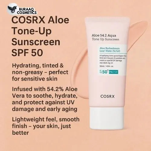 COSRX Aloe 54.2 Aqua Tone-Up Sunscreen SPF 50+ PA++++ 🌿 | 50 ml