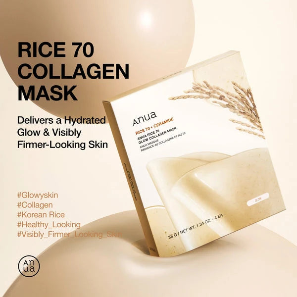 Anua Rice 70+ Glow Collagen Sheet Mask – 1 Sheet