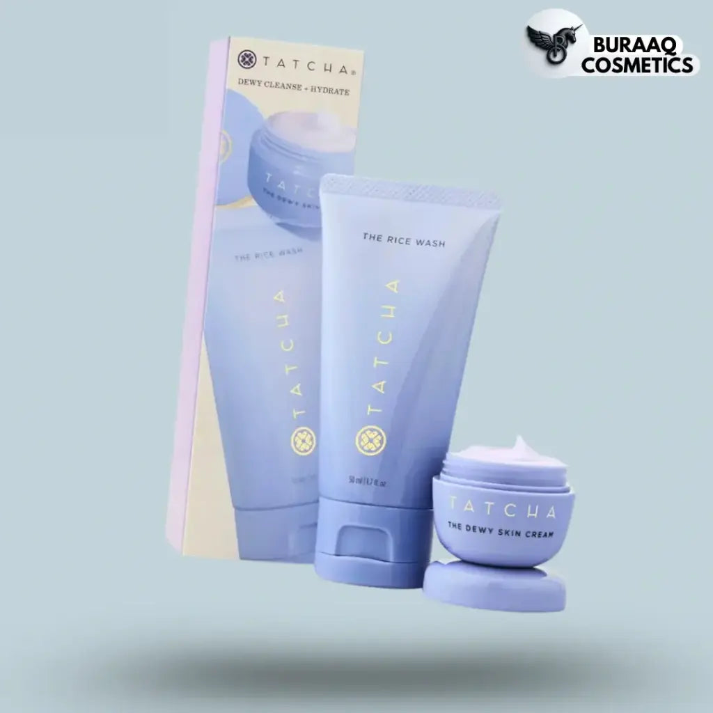 Tatcha Dewy Cleanse + Hydrate Set; The Rice Wash (50ml / 1.7 fl oz);  The Dewy Skin Cream (Mini)