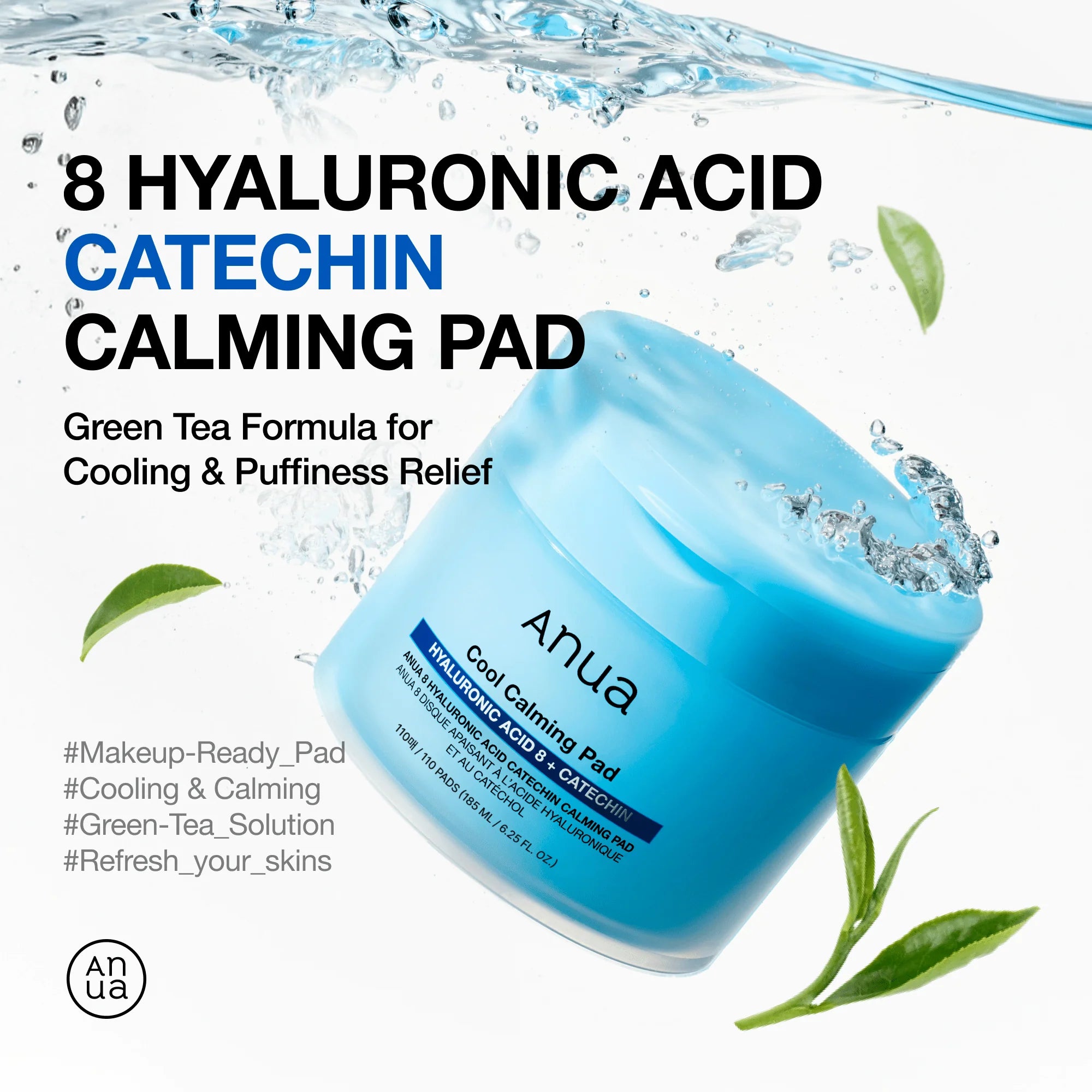 Anua 8 Hyaluronic Acid Catechin Calming Pad – 110 Patches / 185ml