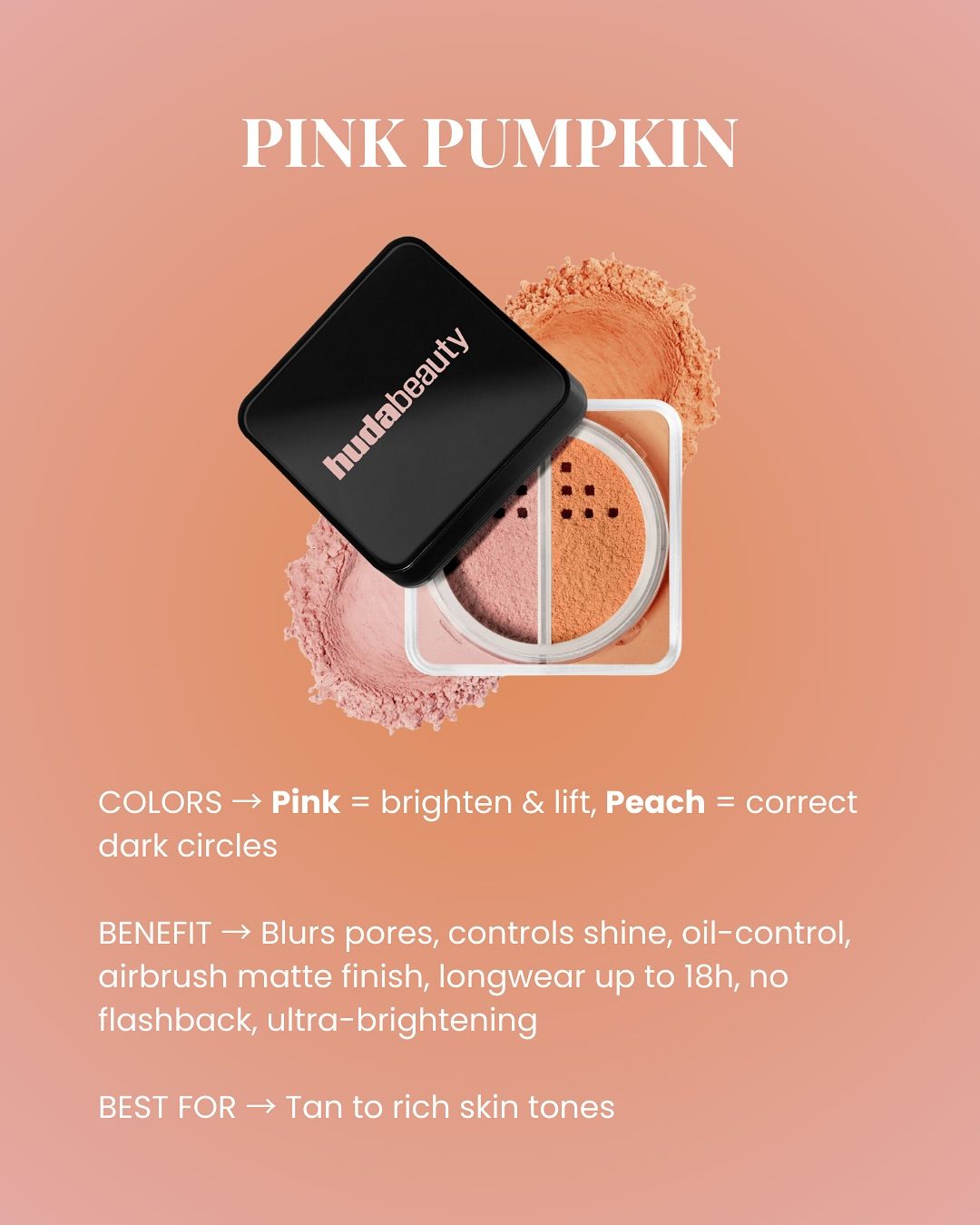 Huda Beauty Easy Bake Duo Loose Powder – Pink Pumpkin 💖🎃