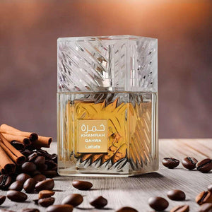 Lattafa Khamrah Qahwa Eau De Parfum packaging box