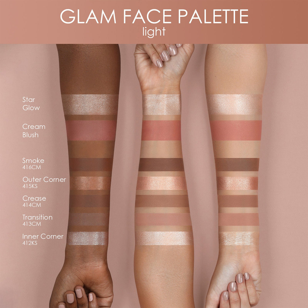 Natasha Denona Glam Face & Eye Palette Light swatches